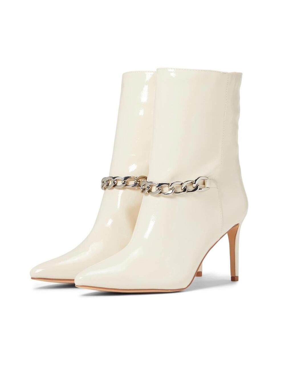 NEW! Chinese Laundry Elisha, Cream Patent Heeled Boots 38.5 Size 8